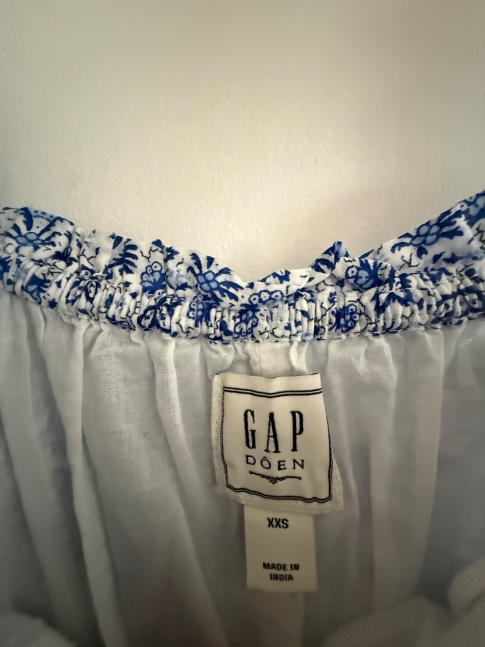 GAP x DÔEN Blue Floral Smocked Cotton Midi Dress XXS - Picture 3 of 3